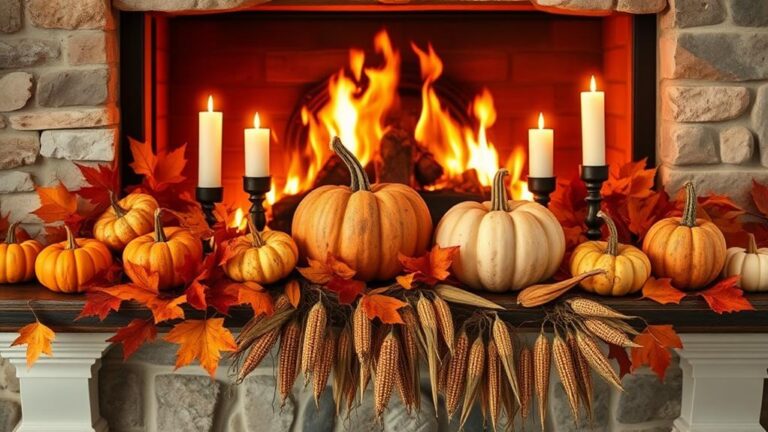 autumn inspired mantel decorations